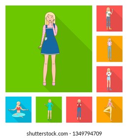 Vector illustration of woman and body logo. Collection of woman and style stock symbol for web.