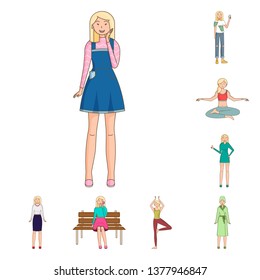 Vector illustration of woman and body logo. Set of woman and style vector icon for stock.