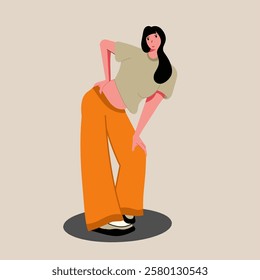 vector illustration, woman body pose, with flat design style,