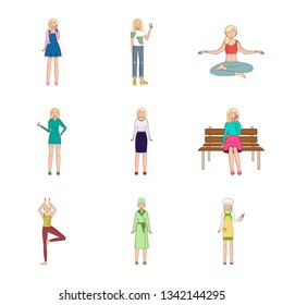 Vector illustration of woman and body symbol. Collection of woman and style stock vector illustration.