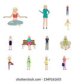 Vector illustration of woman and body symbol. Set of woman and style stock vector illustration.