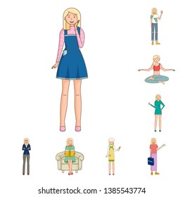 Vector illustration of woman and body symbol. Set of woman and style stock symbol for web.