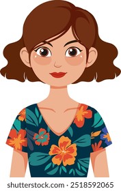 Vector illustration of a woman with brown hair