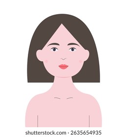 Vector illustration of woman with brown hair and blue eyes.