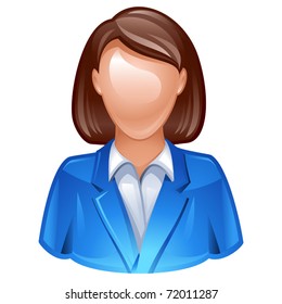 vector illustration of woman in business suit as user icon