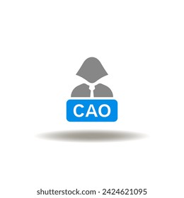 Vector illustration of woman with CAO abbreviation. Icon of CAO Chief Accounting Officer.