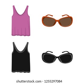 Vector illustration of woman and clothing logo. Collection of woman and wear stock vector illustration.