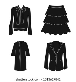 Vector illustration of woman and clothing logo. Set of woman and wear stock symbol for web.