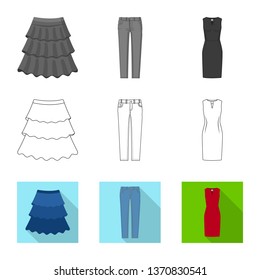 Vector illustration of woman and clothing logo. Collection of woman and wear stock symbol for web.