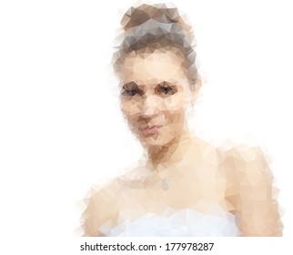Vector illustration of woman consisted of triangles
