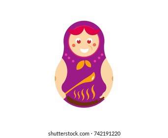 Vector illustration of woman cooking