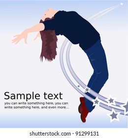 Vector illustration of woman dancing hip-hop