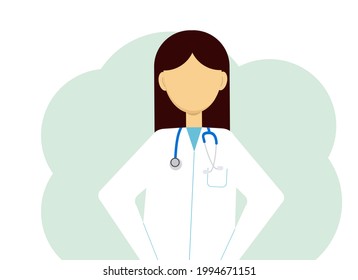 Vector illustration of woman doctor portrait with stethoscope