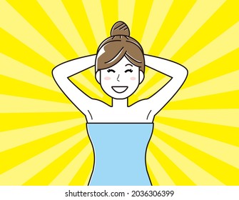 Vector illustration of a woman doing armpit hair removal.