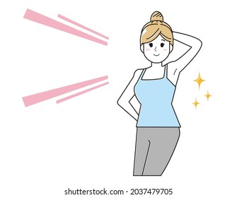 Ilustración vectorial de una mujer que realiza la remoción del vello axial.