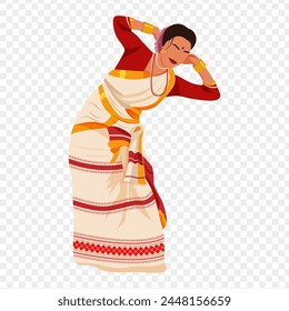 Vector illustration of woman doing Bihu dance