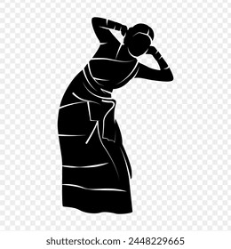 Vector illustration of woman doing Bihu dance silhouette