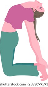 Vector illustration of a woman doing the camel yoga pose