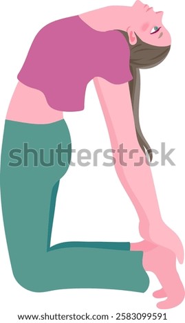Vector illustration of a woman doing the camel yoga pose