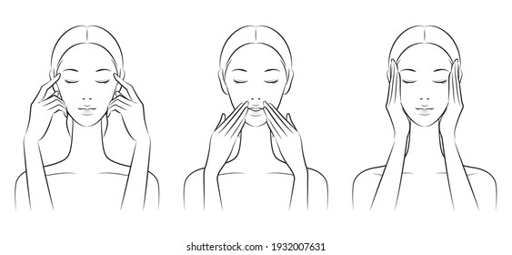 Vector illustration of a woman doing skin care