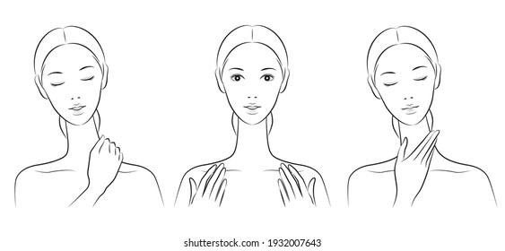 Vector illustration of a woman doing skin care