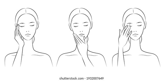 Vector illustration of a woman doing skin care
