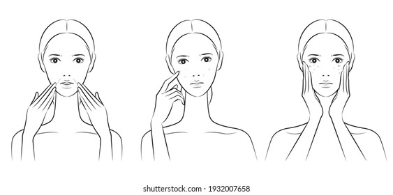 Vector illustration of a woman doing skin care