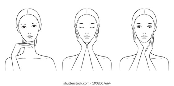 Vector illustration of a woman doing skin care