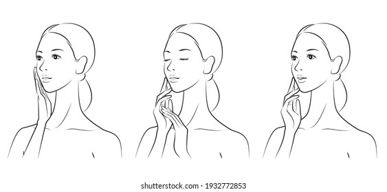 Vector illustration woman doing skin care