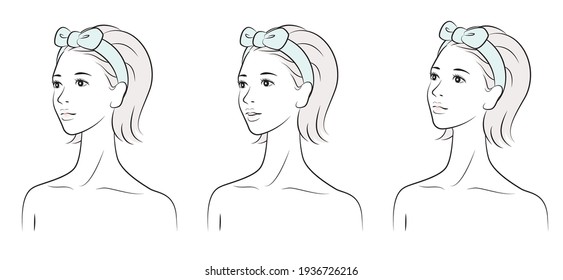 Vector illustration of a woman doing skin care