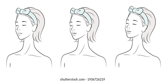 Vector illustration of a woman doing skin care