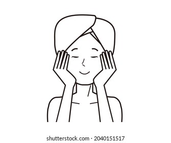 Vector illustration of a woman doing skin care.