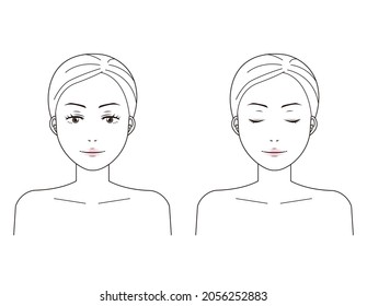 Vector illustration of a woman doing skin care.