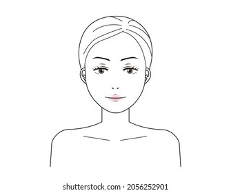 Vector illustration of a woman doing skin care.