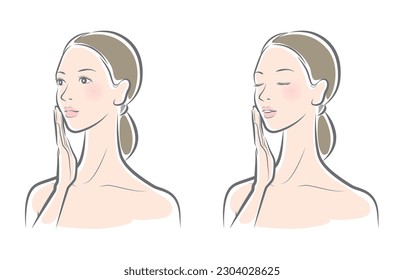 Vector illustration of a woman doing skin care.