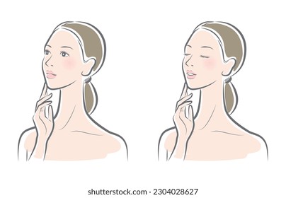 Vector illustration of a woman doing skin care.