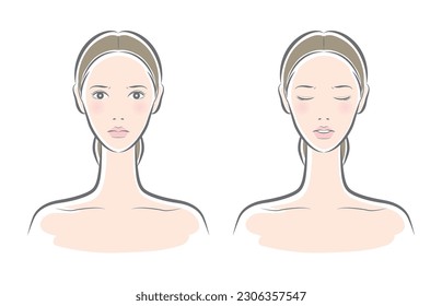 Vector illustration of a woman doing skin care.