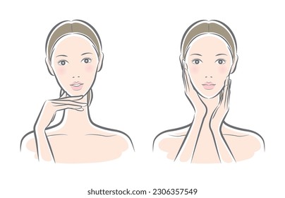 Vector illustration of a woman doing skin care.