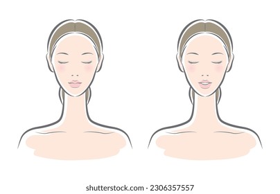 Vector illustration of a woman doing skin care.