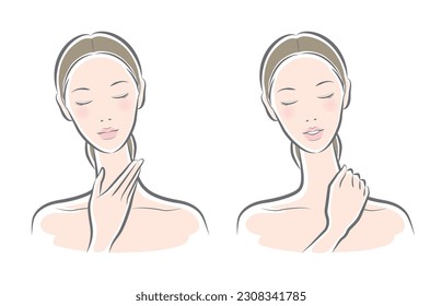 Vector illustration of a woman doing skin care.