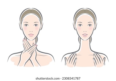 Vector illustration of a woman doing skin care.