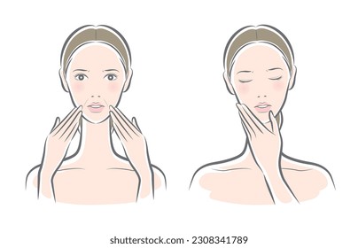 Vector illustration of a woman doing skin care.