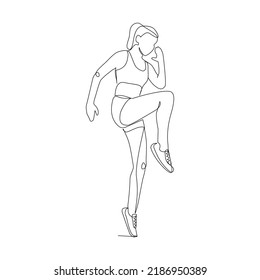 Vector illustration of a woman doing sports drawn in line-art style