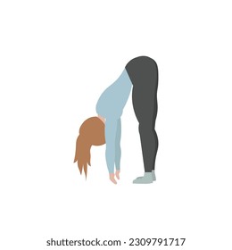 Vector illustration of woman doing Standing Forward Fold Pose