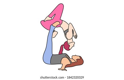 Vector illustration of woman doing yoga exercises