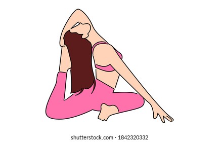 Vector illustration of woman doing yoga exercises