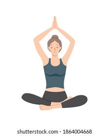 Vector illustration of woman doing yoga.