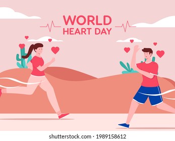 Vector illustration of a woman doing yoga, for world heart day.