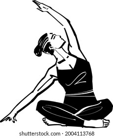the vector illustration the woman doing yoga