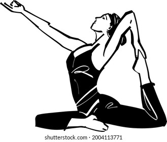 the vector illustration the woman doing yoga